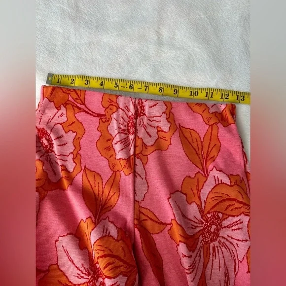 Zara High Waist Elastic Pink and Orange Floral Pants Size Small - Picture 3 of 10